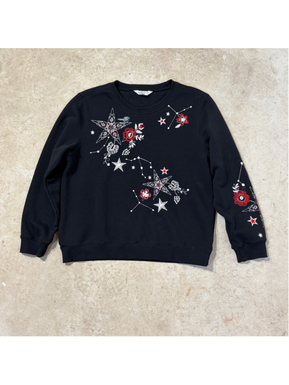 Northern Reflections Celestial Constellation Embroidered Sweatshirt Black Medium